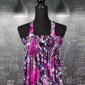 Women's Sleeveless Multi Print Midi Dress